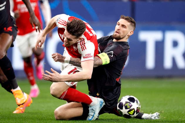 ANDRICH Robert Team Bayer 04 Leverkusen mit GYOEKERES Viktor UEFA Championsleague Saison 2025 - 2026 Achtelfinale Spiel Bayer 04 Leverkusen - Arsenal FC am 11.03. 2026 in Leverkusen DFL REGULATIONS PROHIBIT ANY USE OF PHOTOGRAPHS as IMAGE SEQUENCES and or QUASI-VIDEO Copyright: xLacixPerenyix