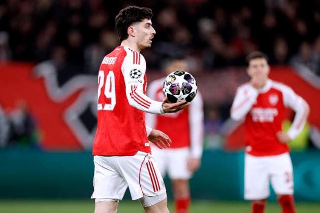 HAVERTZ Kai Team Arsenal FC UEFA Championsleague Saison 2025 - 2026 Achtelfinale Spiel Bayer 04 Leverkusen - Arsenal FC am 11.03. 2026 in Leverkusen DFL REGULATIONS PROHIBIT ANY USE OF PHOTOGRAPHS as IMAGE SEQUENCES and or QUASI-VIDEO Copyright: xLacixPerenyix