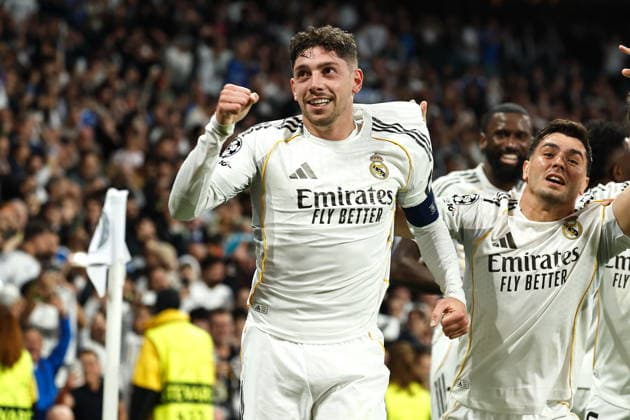 Federico Valverde (Real), MARCH 11, 2026 - Football Soccer : Valverde celebrate after his 3rd goal during UEFA Champions League Round of 16 1st leg match between Real Madrid CF - Manchester City at the Estadio Santiago Bernabeu in Madrid, Spain. Noxthirdxpartyxsales  aflo_323134399