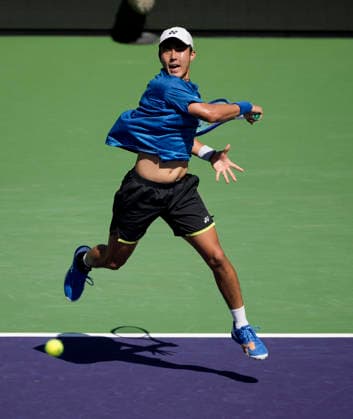 March 11, 2026 Rinky Hijikata (AUS) returns a shot against Cameron Norrie (GBR) during their fourth round match at the BNP Paribas Open held at the Indian Wells Tennis Garden in Indian Wells, California. California. Mandatory Photo Credit : CSM Indian Wells United States of America - ZUMAc04_ 20260311_zma_c04_106 Copyright: xCharlesxBausx