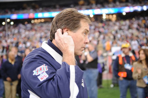 Feb 03, 2008 - Glendale, Arizona, USA - New England Patriots coach BILL BELICHICK walks on the field prior to the start Super Bowl XLII at University of Phoenix Stadium. The New England Patriots who went unbeaten during their 2007 season faced the New York Giants. Copyright: xKarlxMondonx