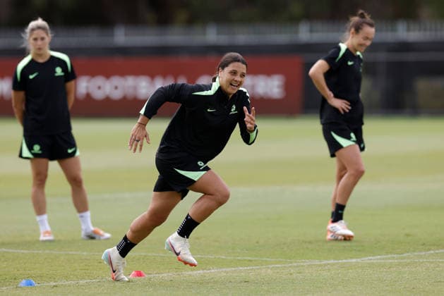 ASIAN CUP WOMEN AUSTRALIA TRAINING, Sam Kerr of Australia is seen during a Matildas training session at Sam Kerr Football Centre in Perth, Thursday, March 12, 2026. ( NO ARCHIVING PERTH WESTERN AUSTRALIA AUSTRALIA  Copyright: xRICHARDxWAINWRIGHTx 20260312138937847746