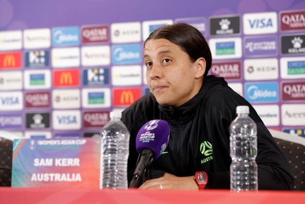 ASIAN CUP WOMEN AUSTRALIA PRESSER, Sam Kerr of Australia is seen during a Matildas Asian Cup press conference, PK, Pressekonferenz at HBF Park, in Perth, Thursday, March 12, 2026. ( NO ARCHIVING PERTH WESTERN AUSTRALIA AUSTRALIA  Copyright: xRICHARDxWAINWRIGHTx 20260312179157504953