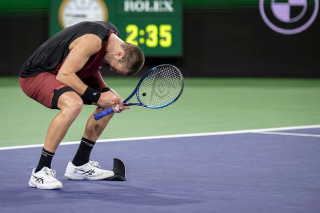 March 11, 2026, Indian Wells, California, USA: JACK DRAPER of Great Britain reacts after hitting a match winning backhand against Novak Djokovic of Serbia during their round of 16 match at the BNP Paribas Open at Indian Wells Tennis Garden on March 11, 2026 in Indian Wells, CA. Indian Wells USA - ZUMAl140 20260311_aap_l140_015 Copyright: xShelleyxLiptonx