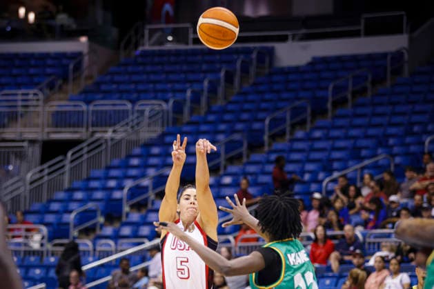 2026 World Cup Qualifying Tournament - USA Women s national team, Nationalteam V Senegal Kelsey Plum plays during the game at the 2026 FIBA World Cup Qualifying Tournament between USA and Senegal in San Juan, Puerto Rico, on March 11, 2026, at Coliseo Jose Miguel Agrelot. San Juan Puerto Rico  Copyright: xEdgardoxMedinax originalFilename:medinamillan-notitle260311_npMEn.jpg