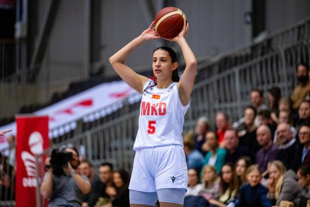 Denmark v North Macedonia, FIBA Women™s EuroBasket qualifiers, Gentofte, Denmark Gentofte, Denmark. 11th, March 2026. Aleksandra Stojanovska (5) of North Macedonia seen during the FIBA Women™s Eurobasket qualifier match between Denmark and North Macedonia at Gentofte Hallen in Gentofte. Denmark, Gentofte  Copyright: xGonzalesxPhoto TobiasxJorgensenx