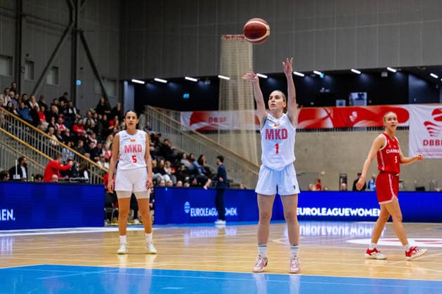 Denmark v North Macedonia, FIBA Women™s EuroBasket qualifiers, Gentofte, Denmark Gentofte, Denmark. 11th, March 2026. Marija Nikolov (1) of North Macedonia seen during the FIBA Women™s Eurobasket qualifier match between Denmark and North Macedonia at Gentofte Hallen in Gentofte. Denmark, Gentofte  Copyright: xGonzalesxPhoto TobiasxJorgensenx