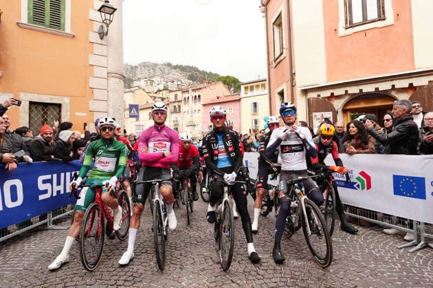 Del Toro Romero Isaac Of Uae Team Emirates Xrg, SEVILLA Diego Pablo during the 213-kilometer Stage 4 of the Tirreno-Adriatico cycling race from Tagliacozzo to Martinsicuro - Italy,- Thursday, March 12, 2026. - cycling .  Copyright: xMassimoxPaolone LaPressex