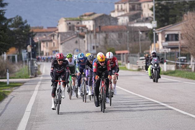 The pack riders during the 213-kilometer Stage 4 of the Tirreno-Adriatico cycling race from Tagliacozzo to Martinsicuro - Italy,- Thursday, March 12, 2026. - cycling .  Copyright: xMarcoxAlpozzi LaPressex