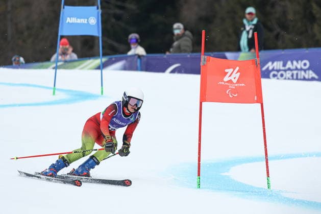 ITALY, CORTINA D AMPEZZO - MARCH 12, 2026: Maya Fuegenschuh of Germany competes in a women s para alpine skiing giant slalom standing event at the Tofane Alpine Skiing Centre during the 2026 Winter Paralympic Games, in Cortina d Ampezzo, Province of Belluno 2026 Winter Paralympics: Para Alpine Skiing  - ZUMAt113 20260312_zaa_t113_090 Copyright: xMikhailxTereshchenkox