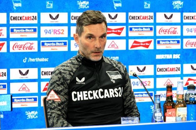DEU, DFL, 2. FBL Hertha BSC, Training, 12.03.2026, Sportforum, Berlin, DEU, DFL, 2. FBL Hertha BSC, Pressekonferenz im Bild Cheftrainer Stefan Leitl (Hertha BSC Berlin) DFL - regulations prohibit any use of Photographs as image sequences and or quasi-video