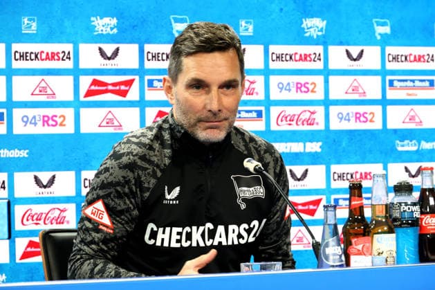 DEU, DFL, 2. FBL Hertha BSC, Training, 12.03.2026, Sportforum, Berlin, DEU, DFL, 2. FBL Hertha BSC, Pressekonferenz im Bild Cheftrainer Stefan Leitl (Hertha BSC Berlin) DFL - regulations prohibit any use of Photographs as image sequences and or quasi-video