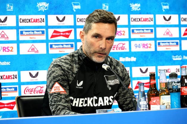 DEU, DFL, 2. FBL Hertha BSC, Training, 12.03.2026, Sportforum, Berlin, DEU, DFL, 2. FBL Hertha BSC, Pressekonferenz im Bild Cheftrainer Stefan Leitl (Hertha BSC Berlin) DFL - regulations prohibit any use of Photographs as image sequences and or quasi-video *** DEU, DFL, 2 FBL Hertha BSC, Training, 12 03 2026, Sportforum, Berlin, DEU, DFL, 2 FBL Hertha BSC, Press conference in picture Head coach Stefan Leitl Hertha BSC Berlin DFL regulations prohibit any use of Photographs as image sequences and or quasi video nordphotoxGmbHx xEngler nph00076