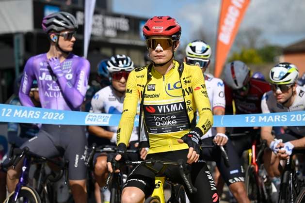 Paris Nice 2026 Stage 5 COLOMBIER-LE-VIEUX, FRANCE - MARCH 12 : Vingegaard Jonas (DEN) of Team Visma I Lease a Bike during stage 5 of the 84th edition of Paris - Nice an UCI World Tour 2.UWT cycling road race stage for Men Elite of 205.4 km with start in Cormoranche-sur-Saone and finish in Colombier-le-Vieux on March 12, 2026 in Colombier-le-Vieux, France, 12 03 2026 ( Motordriver Guy De Vuyst - Colombier-le-Vieux France  Copyright: xNicoxVereeckenx