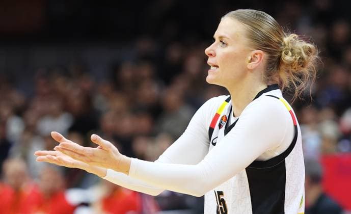Belgium s Julie Vanloo gestures during a basket game between China and Belgium s national team, Nationalteam Belgian Cats, in Wuhan, China, on Thursday 12 March 2026, the second game (out of 5) of the qualifications phase for the World Cup Basket tournament. NIKOLAxKRSTIC  x167247551x
