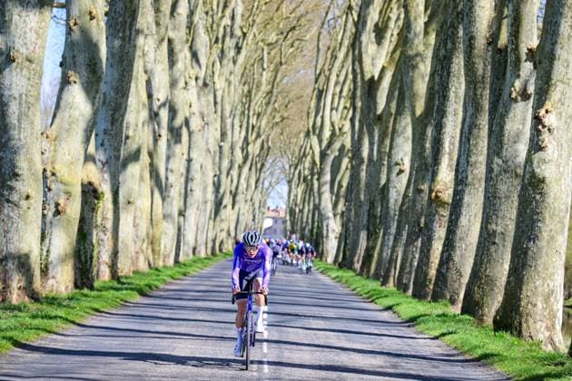 Team Jayco AIUIa rider pictured in action during the fifth stage of 84th edition of the Paris-Nice cycling race, a race from Cormoranche-sur-Saone to Colombier-le-Vieux (205,4km), on Thursday 12 March 2026. DAVIDxPINTENS  x167249248x