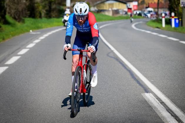French Quentin Pacher of Groupama-FDJ United pictured in action during the fifth stage of 84th edition of the Paris-Nice cycling race, a race from Cormoranche-sur-Saone to Colombier-le-Vieux (205,4km), on Thursday 12 March 2026. DAVIDxPINTENS  x167249255x