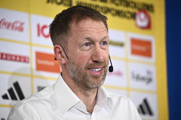 STOCKHOLM, SVERIGE 20260312 Pressträff med Graham Potter som fortsätter som förbundskapten i fotbollslandslaget till 2030. STOCKHOLM SVERIGE x10080x
