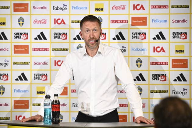 STOCKHOLM, SVERIGE 20260312 Pressträff med Graham Potter som fortsätter som förbundskapten i fotbollslandslaget till 2030. STOCKHOLM SVERIGE x10080x