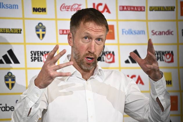 STOCKHOLM, SVERIGE 20260312 Pressträff med Graham Potter som fortsätter som förbundskapten i fotbollslandslaget till 2030. STOCKHOLM SVERIGE x10080x