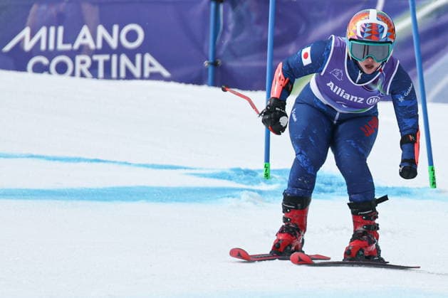 ITALY, CORTINA D AMPEZZO - MARCH 12, 2026: Ammi Hondo of Japan competes in a women s para alpine skiing giant slalom standing event at the Tofane Alpine Skiing Centre during the 2026 Winter Paralympic Games, in Cortina d Ampezzo, Province of Belluno. Mikhail Tereshchenko TASS  89926074