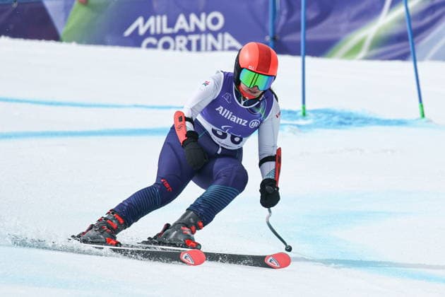 ITALY, CORTINA D AMPEZZO - MARCH 12, 2026: Stela Yanchovichina of Bulgaria competes in a women s para alpine skiing giant slalom standing event at the Tofane Alpine Skiing Centre during the 2026 Winter Paralympic Games, in Cortina d Ampezzo, Province of Belluno 2026 Winter Paralympics: Para Alpine Skiing  - ZUMAt113 20260312_zaa_t113_246 Copyright: xMikhailxTereshchenkox