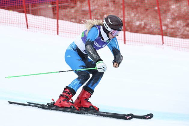 ITALY, CORTINA D AMPEZZO - MARCH 12, 2026: Varvara Voronchikhina of Russia competes in a women s para alpine skiing giant slalom standing event at the Tofane Alpine Skiing Centre during the 2026 Winter Paralympic Games, in Cortina d Ampezzo, Province of Belluno. Mikhail Tereshchenko TASS  89927064