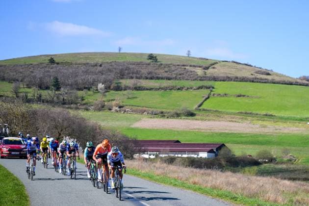 The breakaway group pictured during the fifth stage of 84th edition of the Paris-Nice cycling race, a race from Cormoranche-sur-Saone to Colombier-le-Vieux (205,4km), on Thursday 12 March 2026. DAVIDxPINTENS  x167261244x