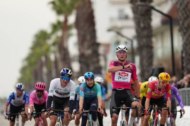 Van Der Poel Mathieu Of Alpecin-Premier Tech winner of the stage during the 213-kilometer Stage 4 of the Tirreno-Adriatico cycling race from Tagliacozzo to Martinsicuro - Italy,- Thursday, March 12, 2026. - cycling .  Copyright: xMassimoxPaolone LaPressex