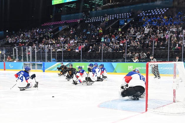 Para Ice hockey, Eishockey - Millano Cortina 2026 Winter Paralympics: Day 6 - Classification Game 5 - 8 Para Ice Hockey - Milano Cortina 2026 Winter Paralympics: Day 6 MILANO SANTAGIULIA ICE HOCKEY ARENA MILANO, ITALY - MARCH 12: Classification Game 5 - 8 Slovakia (SVK) - Germany (GER) (Photo by RALF KUCKUCK) Copyright 2026 Ralf Kuckuck Milano Milano Santagiulia Ice Hockey Arena Italy
