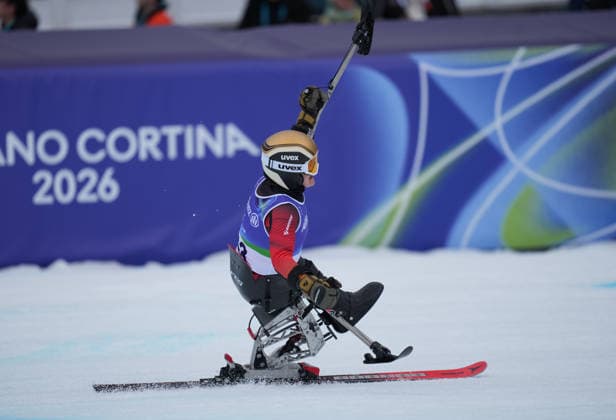 (260312) -- CORTINA D AMPEZZO, March 12, 2026 -- Anna-Lena Forster of Germany celebrates after crossing the finish line during the para alpine skiing women s giant slalom sitting event at the Milan-Cortina 2026 Paralympic Winter games, Winterspiele,Spiele, Summer games in Cortina D ampezzo, Italy, March 12, 2026. ) (SP)ITALY-CORTINA D AMPEZZO-PARALYMPIC WINTER GAMES-PARA ALPINE SKIING-WOMEN S GIANT SLALOM-SITTING MuxYu 