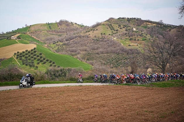 Van Der Poel Mathieu Of Alpecin-Premier Tech and pack ride during the 213-kilometer Stage 4 of the Tirreno-Adriatico cycling race from Tagliacozzo to Martinsicuro - Italy,- Thursday, March 12, 2026. - cycling .  Copyright: xMarcoxAlpozzi LaPressex