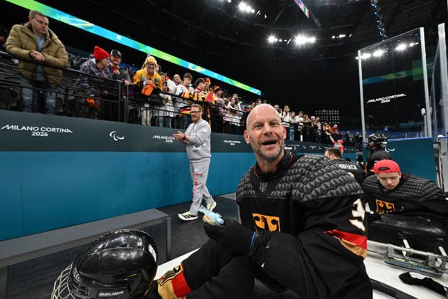 Para Ice hockey, Eishockey - Millano Cortina 2026 Winter Paralympics: Day 6 - Classification Game 5 - 8 Para Ice Hockey - Milano Cortina 2026 Winter Paralympics: Day 6 MILANO SANTAGIULIA ICE HOCKEY ARENA MILANO, ITALY - MARCH 12: Classification Game 5 - 8 Slovakia (SVK) - Germany (GER) DISVELD, Bas (No. 3, Athlet, Forward, 01.03.1976, Club Weserstars Bremen) (Photo by RALF KUCKUCK) Copyright 2026 Ralf Kuckuck Milano Milano Santagiulia Ice Hockey Arena Italy