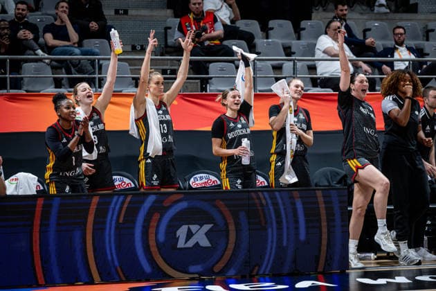 Basketball Villeurbanne 12.03.2026 Wommen™s Basketball World Cup 2026 Qualifying Tournament Philippinen (PHI) - Deutschland (GER) Jubel Deutschland