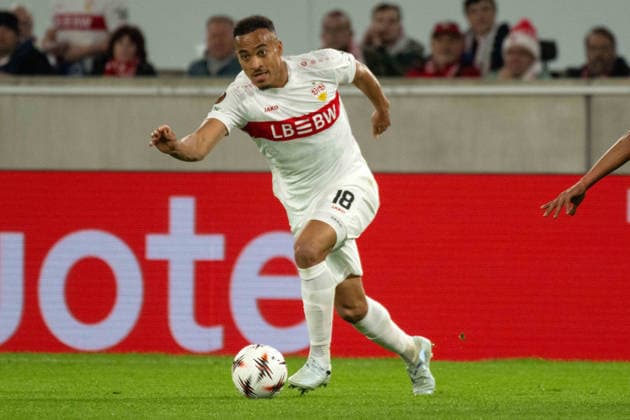 Jamie Leweling (VfB Stuttgart). xettx, Deutschland, Stuttgart, 12.03.2026, Fussball, UEFA Europa League: VfB Stuttgart vs FC Porto, Saison 2025 2026, Achtelfinale, MHP Arena
