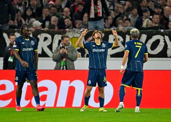 12.03.2026, Fussball UEFA Europa League 2025 2026: Achtelfinale, VfB Stuttgart - FC Porto, in der MHP-Arena Stuttgart, Rodrigo Mora (FC Porto) jubelt.