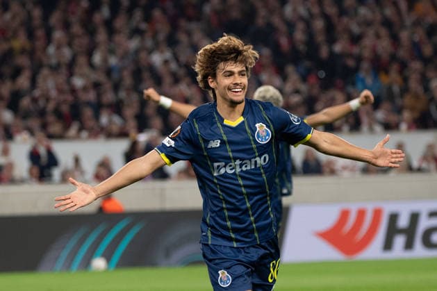 FBL- UEFA Europa League Round of 16 first leg 2025-26 VfB Stuttgart - FC Porto Rodrigo Mora (FC Porto) scores the goal to 0:2 during the UEFA Europa League Round of 16 first leg soccer match between VfB Stuttgart and FC Porto at the Stuttgart Arena in Stuttgart, Germany, March 12, 2026 Copyright: JoaquimxFerreira