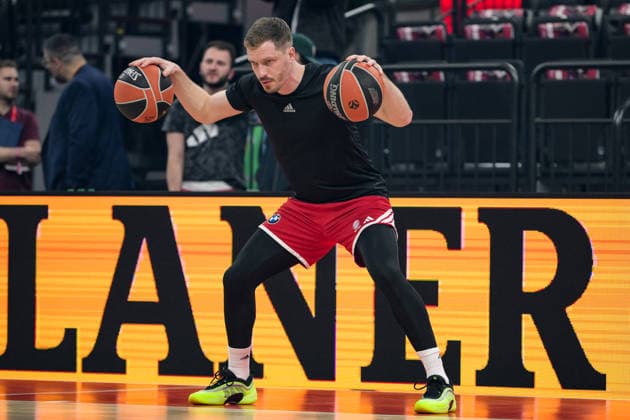 Basketball, Euroleague, 20260312, FC Bayern München - Anadolu Efes Istanbul. Im Bild Aufwärmen, Andreas OBST (Bayern, 13). München SAP Garden Bayern Deutschland Copyright: Passion2Press.dex xMarkusxFischex