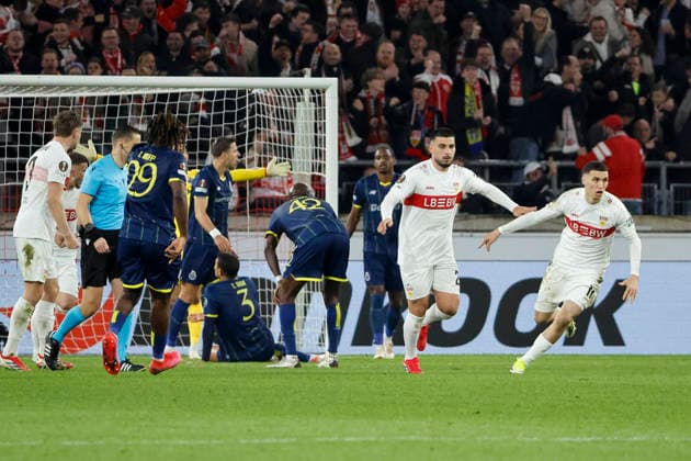 Torjubel VfB Stuttgart beim 1:2 durch Deniz Undav (VfB Stuttgart, 26) , Deutschland, Fussball, UEFA Europa League, Achtelfinale, 2025 2026, VfB Stuttgart vs. FC Porto, 12.03.2026, Stuttgart Arena Stuttgart Deutschland Copyright: xGrantxHubbsx