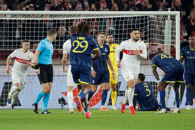 Torjubel VfB Stuttgart beim 1:2 durch Deniz Undav (VfB Stuttgart, 26) , Deutschland, Fussball, UEFA Europa League, Achtelfinale, 2025 2026, VfB Stuttgart vs. FC Porto, 12.03.2026, Stuttgart Arena Stuttgart Deutschland Copyright: xGrantxHubbsx
