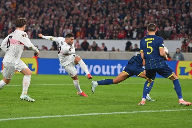 Tor Deniz UNDAV (VFB Stuttgart) zum 1-2,Aktion,Torschuss. Fussball UEFA Europa League Achtelfinale VfB Stuttgart - FC Porto am 12.03.2026 MHP ARENA.