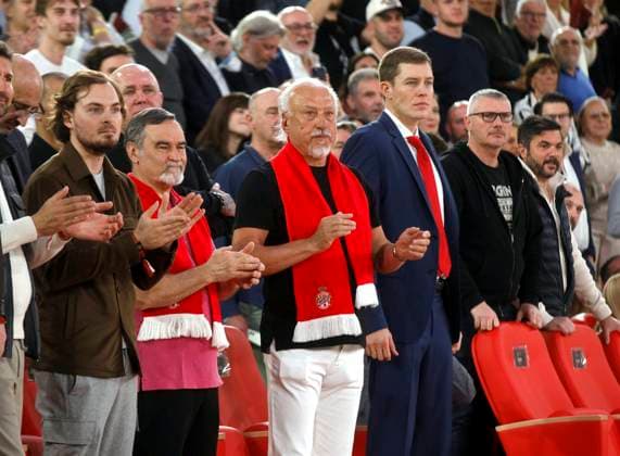 BASKET ASM-OLYMPICAOS 12-03-26 PHOTOPQR NICE MATIN Jean François Ottonello ; Monaco ; 12 03 2026 ; AS MONACO vs OLYMPIACOS PIREE - 31e journee Euroligue de basket 25 26 - Aleksej Fedoricsev, AS Monaco Basket et Olesiy Yefimov, manager general Monaco France  Copyright: xPHOTOPQR NICExMATIN MAXPPPxJeanxFrançoisxOttonellox 20260312NIM2351 20260312NIM2351