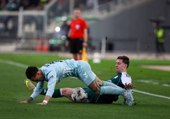 Panathinaikos F.C. v Real Betis UEFA Europa League Georgios Kyriakopoulos of Panathinaikos F.C. and Antony of Real Betis during the UEFA Europa League Round of 16 First Leg match at the Olympic Stadium (Greece), Marousi 12 03 2026 UK Newspapers OUT Copyright: xYannisxHalasx FIL-23117-0034