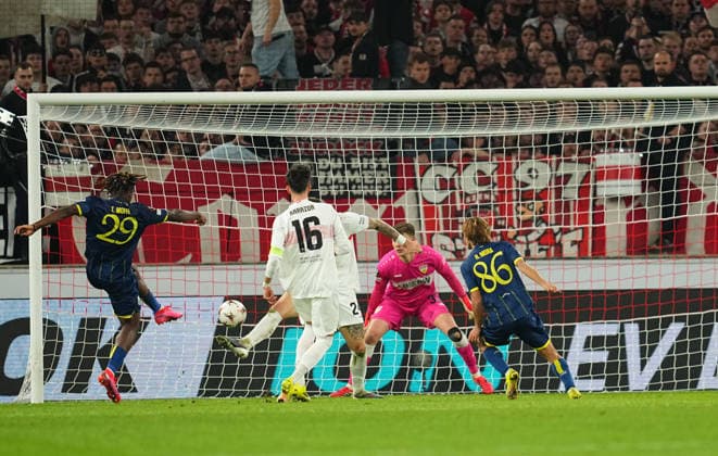 Rodrigo Mora (FC Porto) scores and celebrates his teams second goal during Stuttgart and Porto at MHPArena, Stuttgart, Germany on March 12, 2026. Thor Wegner DeFodi Images. (Photo by DeFodi Images) -