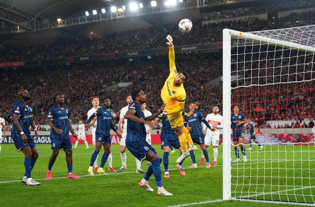 Diogo Costa (FC Porto) controls the ball during Stuttgart and Porto at MHPArena, Stuttgart, Germany on March 12, 2026. Thor Wegner DeFodi Images. (Photo by DeFodi Images) -
