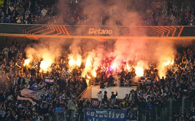 Porto fans (Portugal) looks on during Stuttgart and Porto at MHPArena, Stuttgart, Germany on March 12, 2026. Thor Wegner DeFodi Images. (Photo by DeFodi Images) -