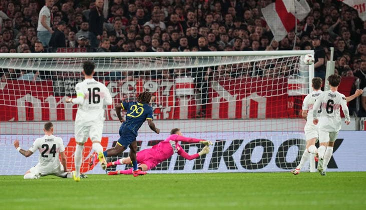 Terem Moffi (FC Porto) shoots on goal during Stuttgart and Porto at MHPArena, Stuttgart, Germany on March 12, 2026. Thor Wegner DeFodi Images. (Photo by DeFodi Images) -
