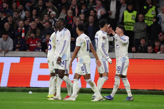 FOOTBALL : LOSC Lille vs Aston Villa FC - UEFA Europa League - 12 03 2026 Joie des joueurs de Aston Villa FC apres le but de Ollie WATKINS (Aston Villa FC) lors du match LOSC Lille vs Aston Villa FC, UEFA Europa League 8eme de finale aller, Decathlon Arena stade Pierre Mauroy, le 12 mars 2026 - photo Laurent Sanson PsnewZ  Copyright: xLaurentxSANSONx xPsnewZx