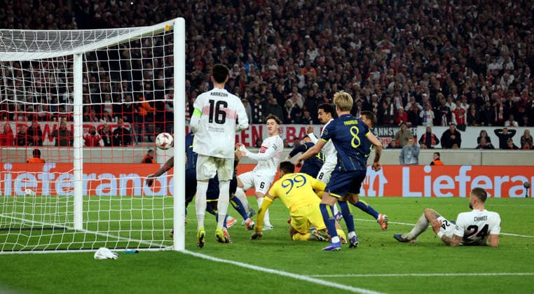12.03.26 VfB Stuttgart - FC Porto Deutschland, Stuttgart, 12.03.2026, Fussball, UEFA Europa League, Achtelfinale, VfB Stuttgart - FC Porto: Angelo Stiller (VfB Stuttgart); nicht gegebenes Tor.