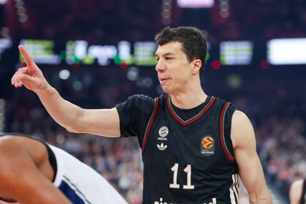 Vladimir Lucic (FC Bayern Basketball, 11) gestikuliert, GER, FC Bayern Basketball vs. Anadolu Efes Istanbul, Basketball, Euroleague, 31. Spieltag, Saison 2025 2026, 12.03.2026, GER, FC Bayern Basketball vs. Anadolu Efes Istanbul, Basketball, Euroleague, 31. Spieltag, Saison 2025 2026, 12.03.2026 Muenchen Copyright: xEibner-Pressefoto JennixMaulx EP_JML